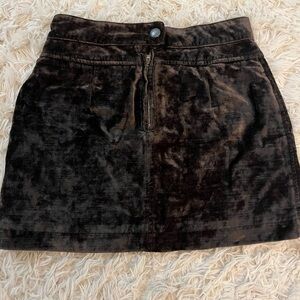 Free People Crushed Velvet Velour Brown Mini Skirt Size 0